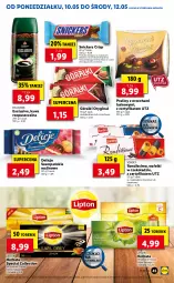 Gazetka promocyjna Lidl - GAZETKA - Gazetka - ważna od 12.05 do 12.05.2021 - strona 45 - produkty: Torebka, Kawa rozpuszczalna, Ser, Gin, Bell, Praliny, Kawa, Snickers, Lipton, Delicje, Bella, Deser, Herbata, Góralki