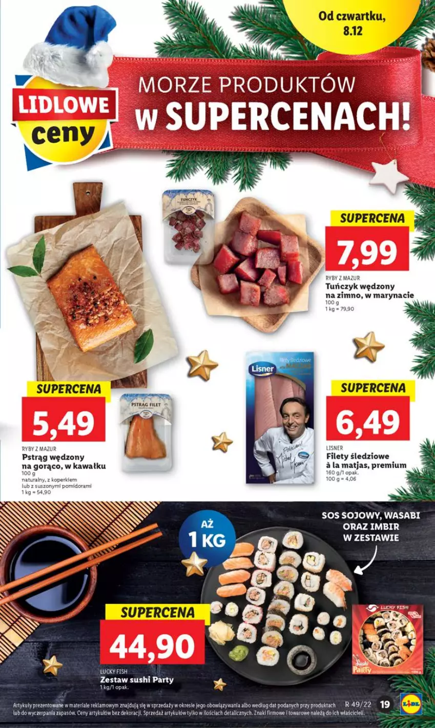 Gazetka promocyjna Lidl - GAZETKA - ważna 07.12 do 11.12.2022 - strona 21 - produkty: Imbir, Kawa, Lisner, Matjas, Pstrąg, Pstrąg wędzony, Sos, Sos sojowy, Sushi, Tuńczyk, Wasa