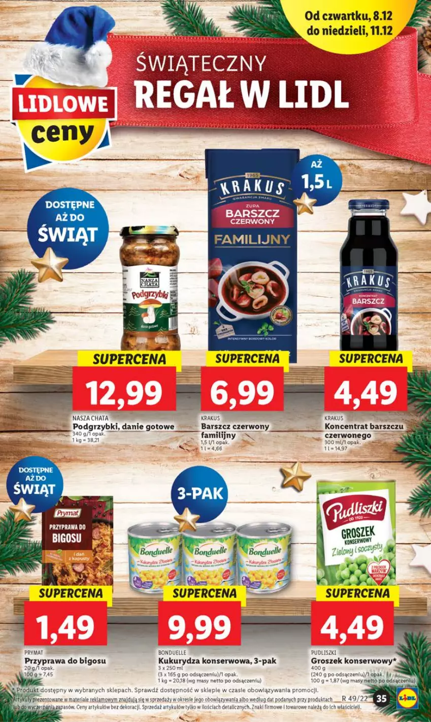 Gazetka promocyjna Lidl - GAZETKA - ważna 07.12 do 11.12.2022 - strona 37 - produkty: Bigos, Bonduelle, Danie gotowe, Fa, Groszek, Grzyby, Krakus, Kukurydza, Kukurydza konserwowa, Podgrzybki, Prymat, Pudliszki, Ser