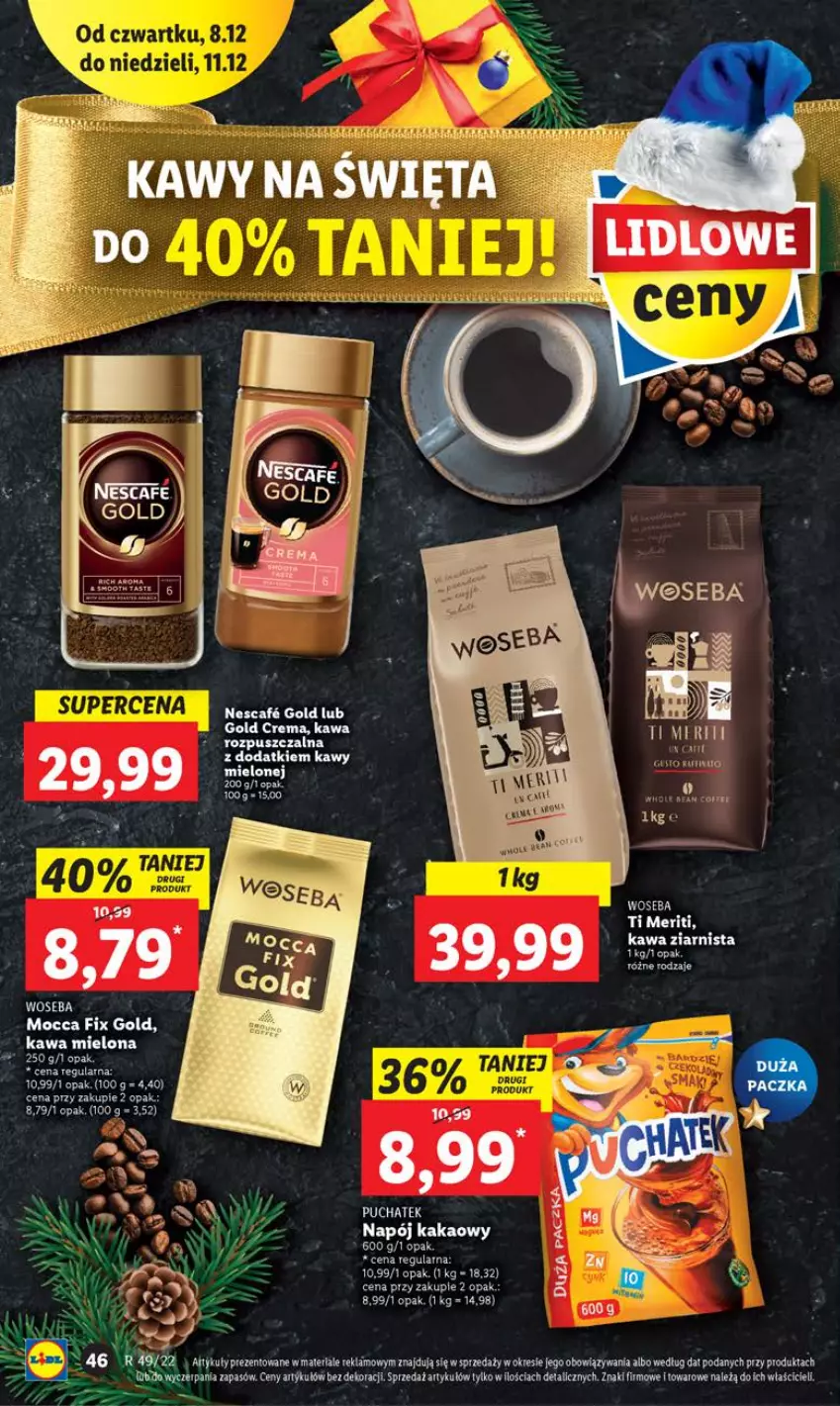 Gazetka promocyjna Lidl - GAZETKA - ważna 07.12 do 11.12.2022 - strona 52 - produkty: Kakao, Kawa, Kawa mielona, Mocca Fix Gold, Napój