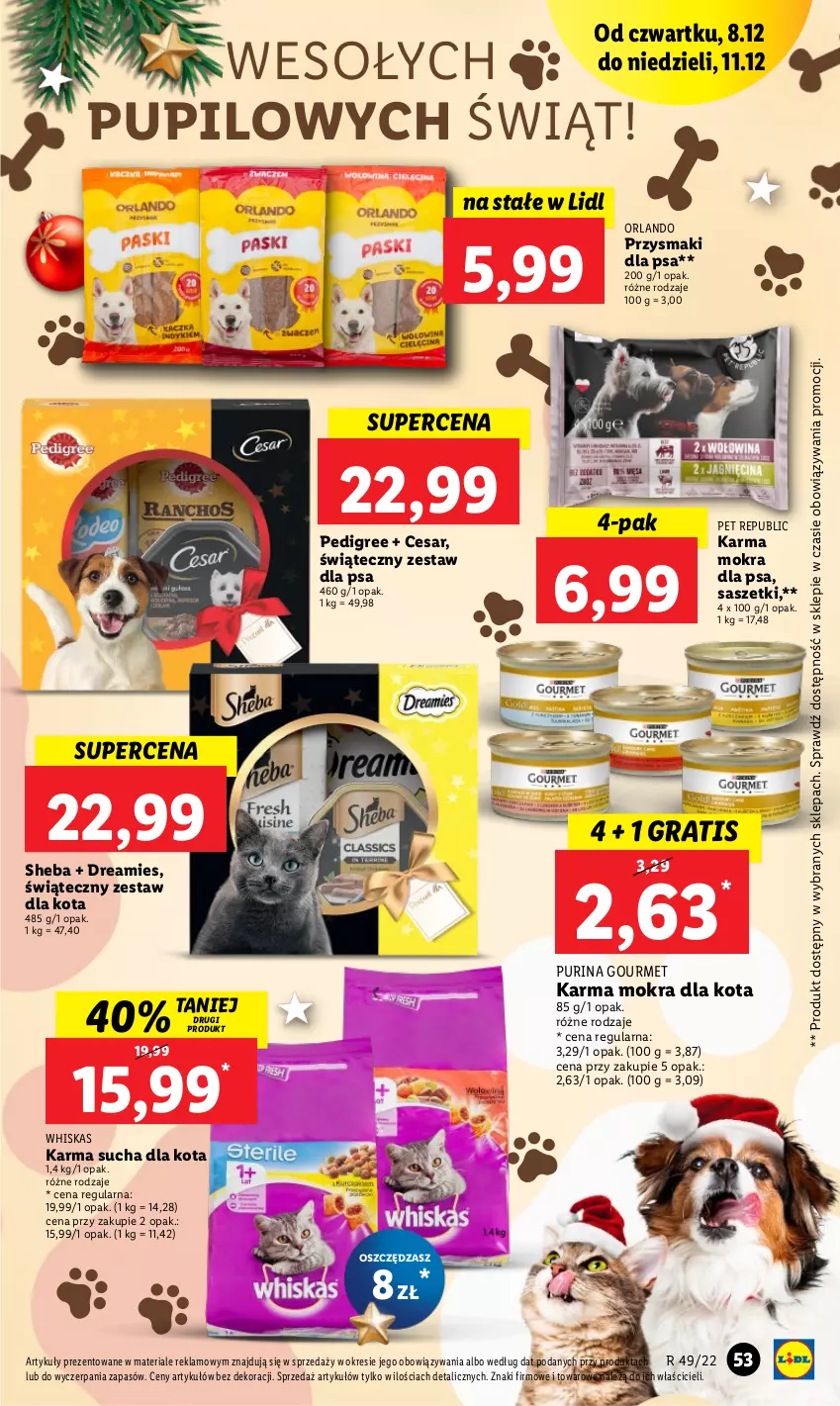 Gazetka promocyjna Lidl - GAZETKA - ważna 07.12 do 11.12.2022 - strona 59 - produkty: Gra, Pedigree, Przysmaki, Pur, Purina, Sheba, Whiskas