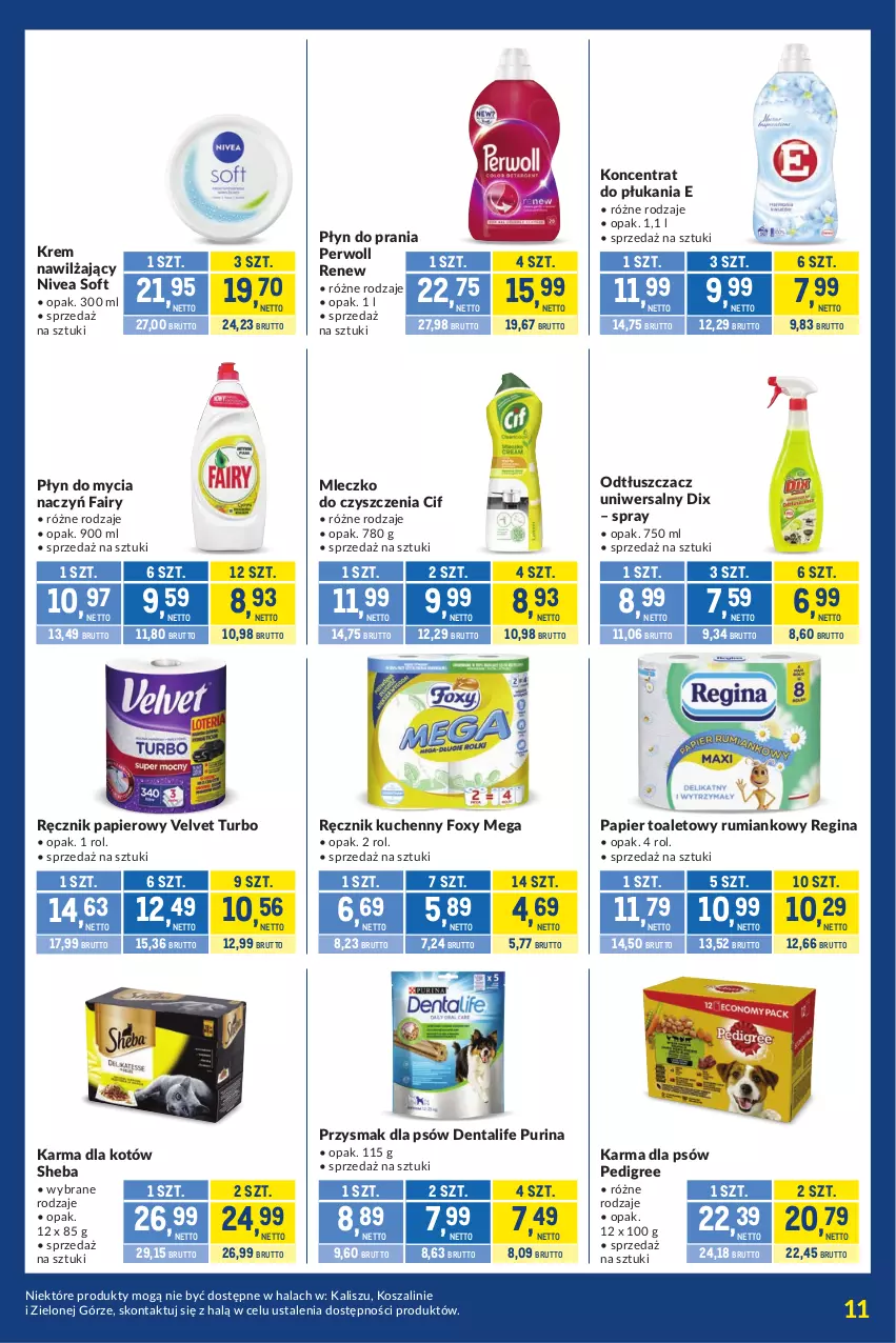 Gazetka promocyjna Makro - Kupujesz więcej płacisz mniej - ważna 01.09 do 28.09.2026 - strona 11 - produkty: Cif, Do mycia naczyń, Fa, Fairy, Foxy, Gin, Kosz, Krem nawilżający, Mleczko, Nivea, Odtłuszczacz, Papier, Papier toaletowy, Pedigree, Perwoll, Płyn do mycia, Płyn do mycia naczyń, Płyn do prania, Pur, Purina, Ręcznik, Ręcznik kuchenny, Rum, Sheba, Szal, Velvet