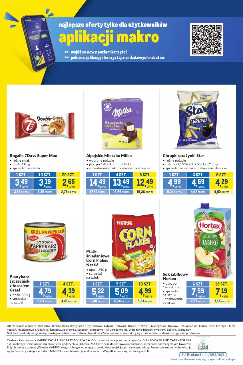 Gazetka promocyjna Makro - Kupujesz więcej płacisz mniej - ważna 01.09 do 28.09.2026 - strona 12 - produkty: Chrupki, Corn flakes, Danio, Gra, Graal, Hortex, Kosz, Milka, Mleczko, Nestlé, Papier, Papryka, Paprykarz, Paprykarz szczeciński, Rogal, Rum, Sok, Sok jabłkowy, Sos, Szal