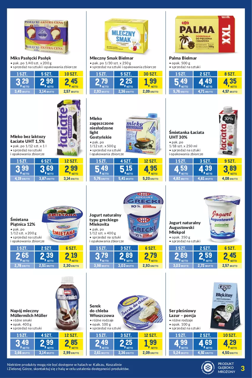 Gazetka promocyjna Makro - Kupujesz więcej płacisz mniej - ważna 01.09 do 28.09.2026 - strona 3 - produkty: Chleb, Jogurt, Jogurt naturalny, Kosz, Lazur, Mleko, Mleko bez laktozy, Mleko zagęszczone, Mlekovita, Müller, Müllermilch, Napój, Napój mleczny, Palma, Piątnica, Por, Ser, Ser pleśniowy, Serek, Szal