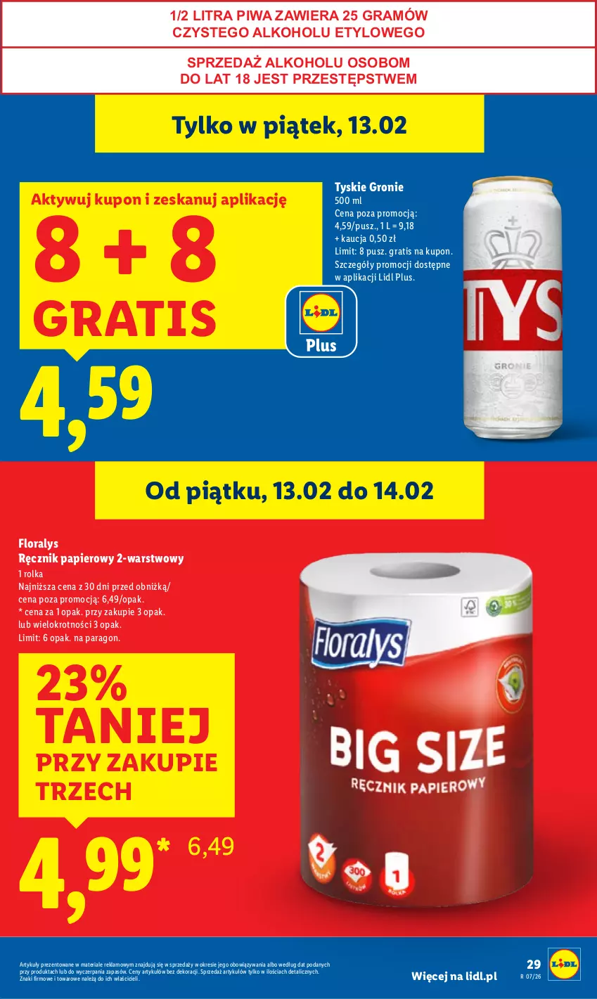 Gazetka promocyjna Lidl - GAZETKA - ważna 12.02 do 14.02.2026 - strona 29 - produkty: Flora, Gra, Papier, Piwa, Ręcznik, Tyskie