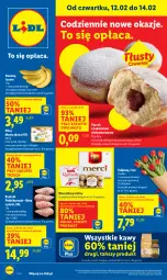 Gazetka promocyjna Lidl - GAZETKA - Gazetka - ważna od 14.02 do 14.02.2026 - strona 1 - produkty: Kurczak, Pączek, Banany, Tulipan, Praliny, Pilos, Bukiet, Masło