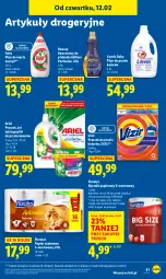 Gazetka promocyjna Lidl - GAZETKA - Gazetka - ważna od 14.02 do 14.02.2026 - strona 61 - produkty: Płyn do prania, Do mycia naczyń, Papier, Lovela, Proszek do prania, Płyn do mycia naczyń, Papier toaletowy, Vizir, Ręcznik, Fairy, Płyn do mycia, Flora, Ariel, Kapsułki do prania, Fa