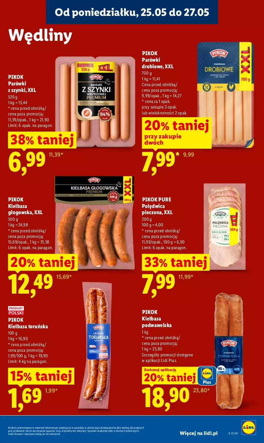Gazetka promocyjna Lidl - Gazetka ważna od 25.05 do 27.05 - ważna 25.05 do 27.05.2026 - strona 51 - produkty: Kiełbasa, Kiełbasa głogowska, Kiełbasa podwawelska, Parówki, Parówki z szynki, Piec, PIKOK, Polędwica, Pur, Wawel