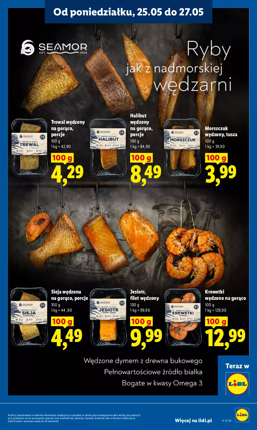 Gazetka promocyjna Lidl - Gazetka ważna od 25.05 do 27.05 - ważna 25.05 do 27.05.2026 - strona 55 - produkty: Halibut, Krewetki, Por, Sieja wędzona, Tera, Tusz