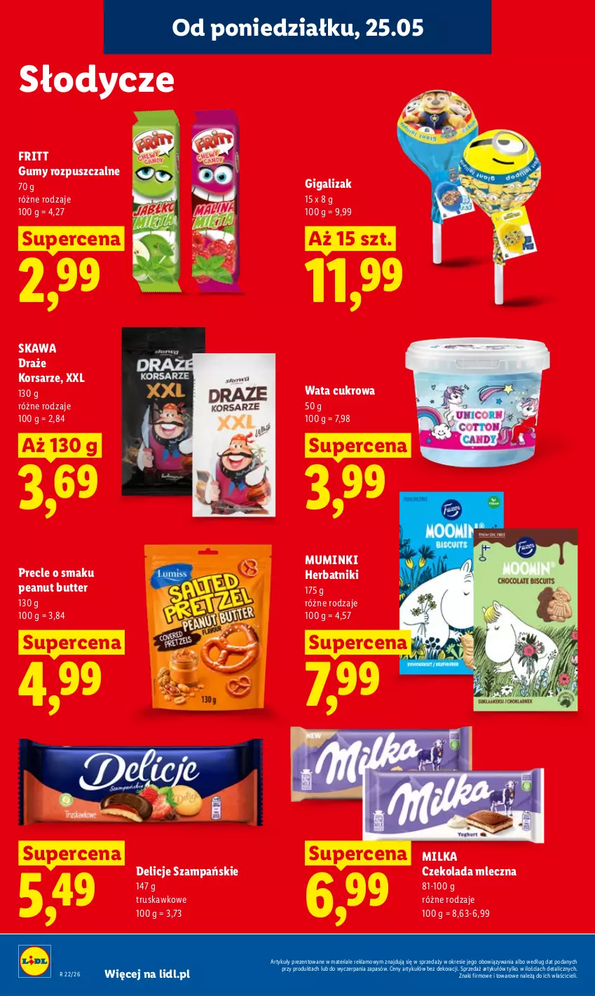 Gazetka promocyjna Lidl - Gazetka ważna od 25.05 do 27.05 - ważna 25.05 do 27.05.2026 - strona 62 - produkty: Czekolada, Czekolada mleczna, Delicje, Herbatniki, Kawa, Milka, Precle, Wata cukrowa