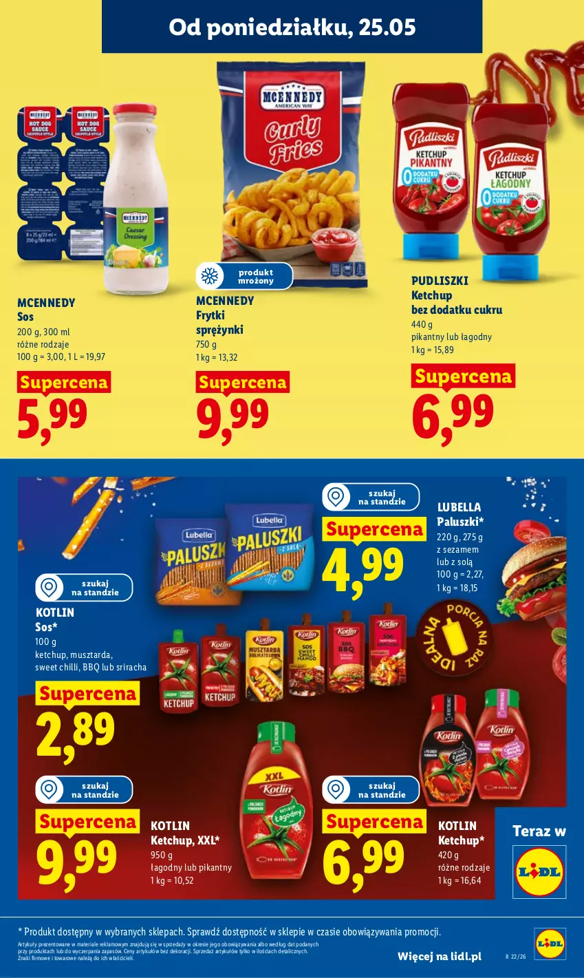 Gazetka promocyjna Lidl - Gazetka ważna od 25.05 do 27.05 - ważna 25.05 do 27.05.2026 - strona 87 - produkty: Bell, Bella, Frytki, Ketchup, Kotlin, Lubella, Mus, Musztarda, Pudliszki, Sezam, Sos, Tera