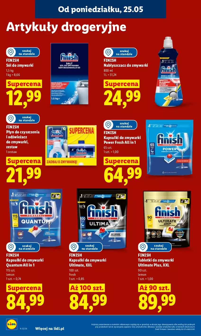 Gazetka promocyjna Lidl - Gazetka ważna od 25.05 do 27.05 - ważna 25.05 do 27.05.2026 - strona 92 - produkty: Finish, Odświeżacz do zmywarki, Sól, Tablet, Tabletki do zmywarki, Zmywarki
