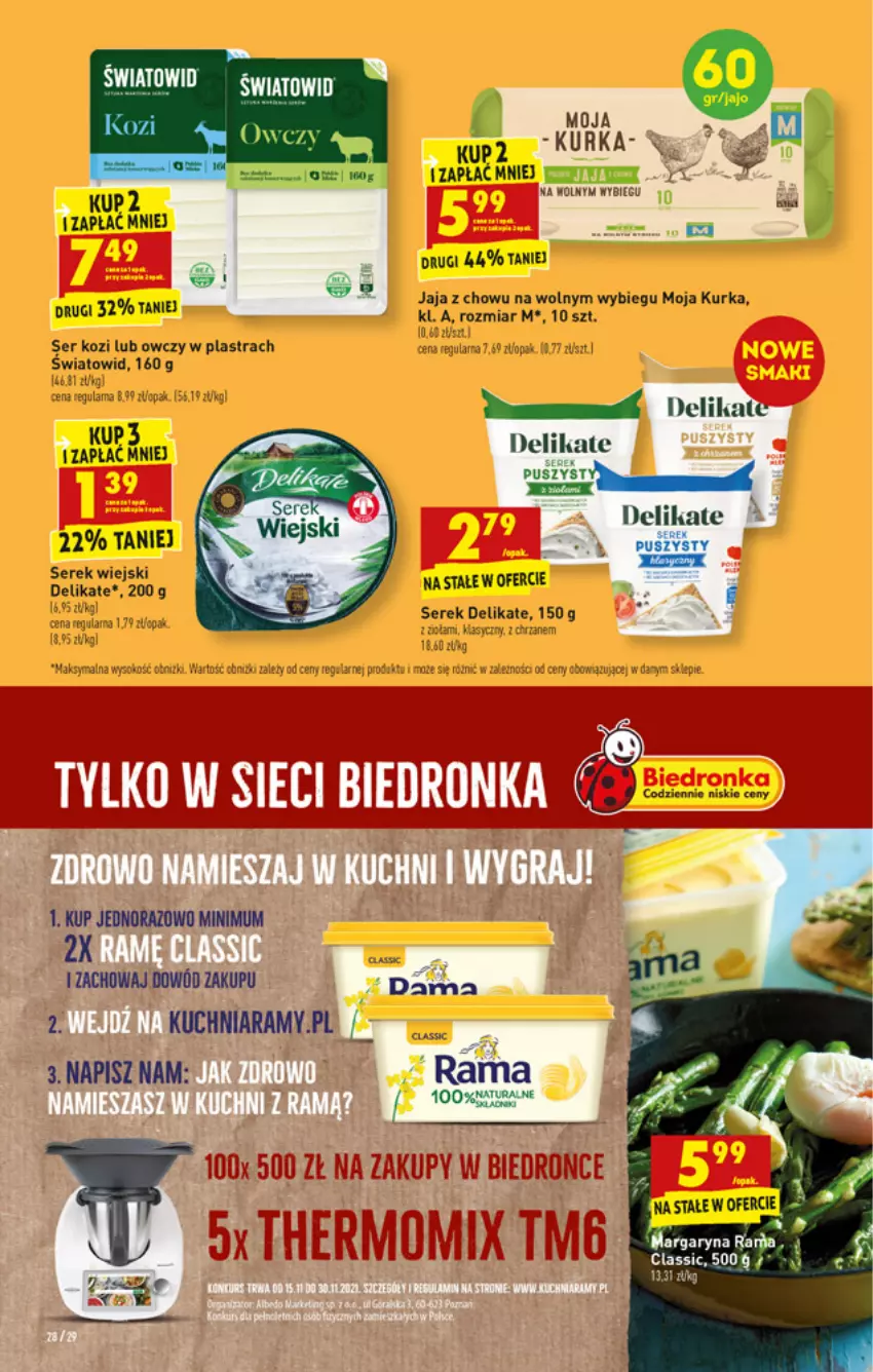 Gazetka promocyjna Biedronka - W tym tygodniu - ważna 22.11 do 27.11.2021 - strona 28 - produkty: HP, Jaja, Kuchnia, Rama, Rura, Ser, Ser kozi, Serek, Serek wiejski