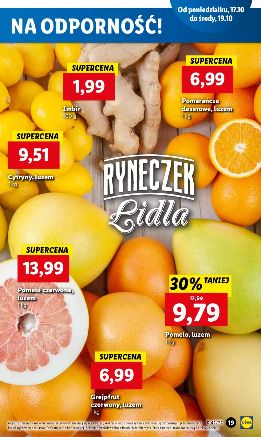 Gazetka promocyjna Lidl - GAZETKA - ważna 17.10 do 19.10.2022 - strona 19 - produkty: Cytryny, Deser, Grejpfrut, Imbir, Pomarańcze, Pomelo, Por, Ser