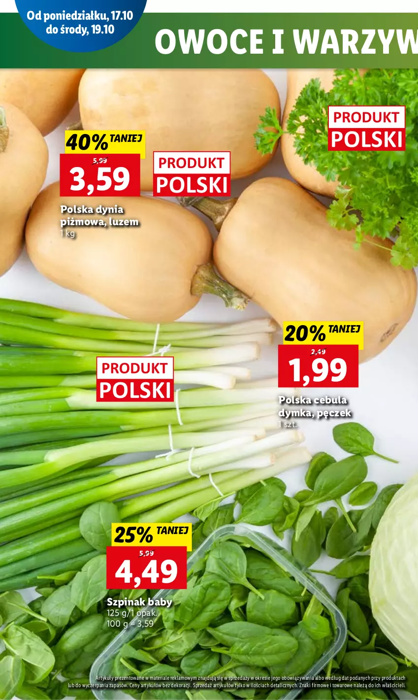 Gazetka promocyjna Lidl - GAZETKA - ważna 17.10 do 19.10.2022 - strona 20 - produkty: Cebula, Owoce, Szpinak