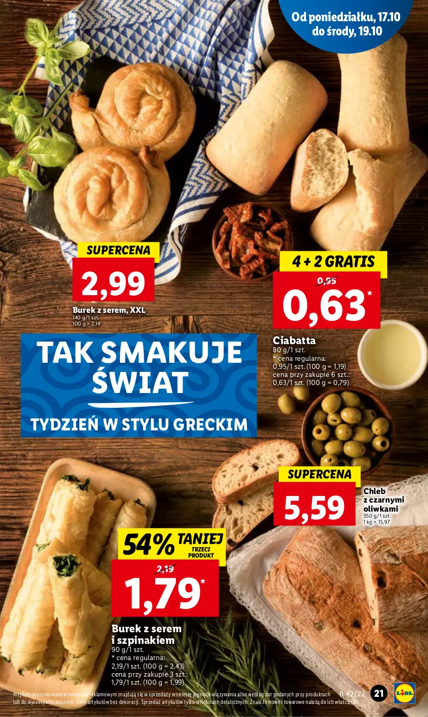 Gazetka promocyjna Lidl - GAZETKA - ważna 17.10 do 19.10.2022 - strona 23 - produkty: Chleb, Ciabatta, Gra, Ser, Szpinak