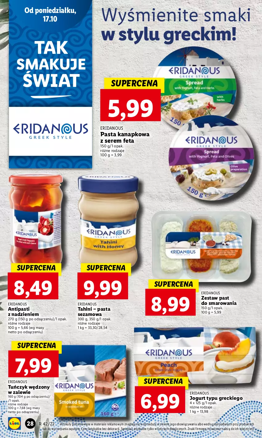 Gazetka promocyjna Lidl - GAZETKA - ważna 17.10 do 19.10.2022 - strona 30 - produkty: Feta, Jogurt, Ser, Sezam, Tuńczyk