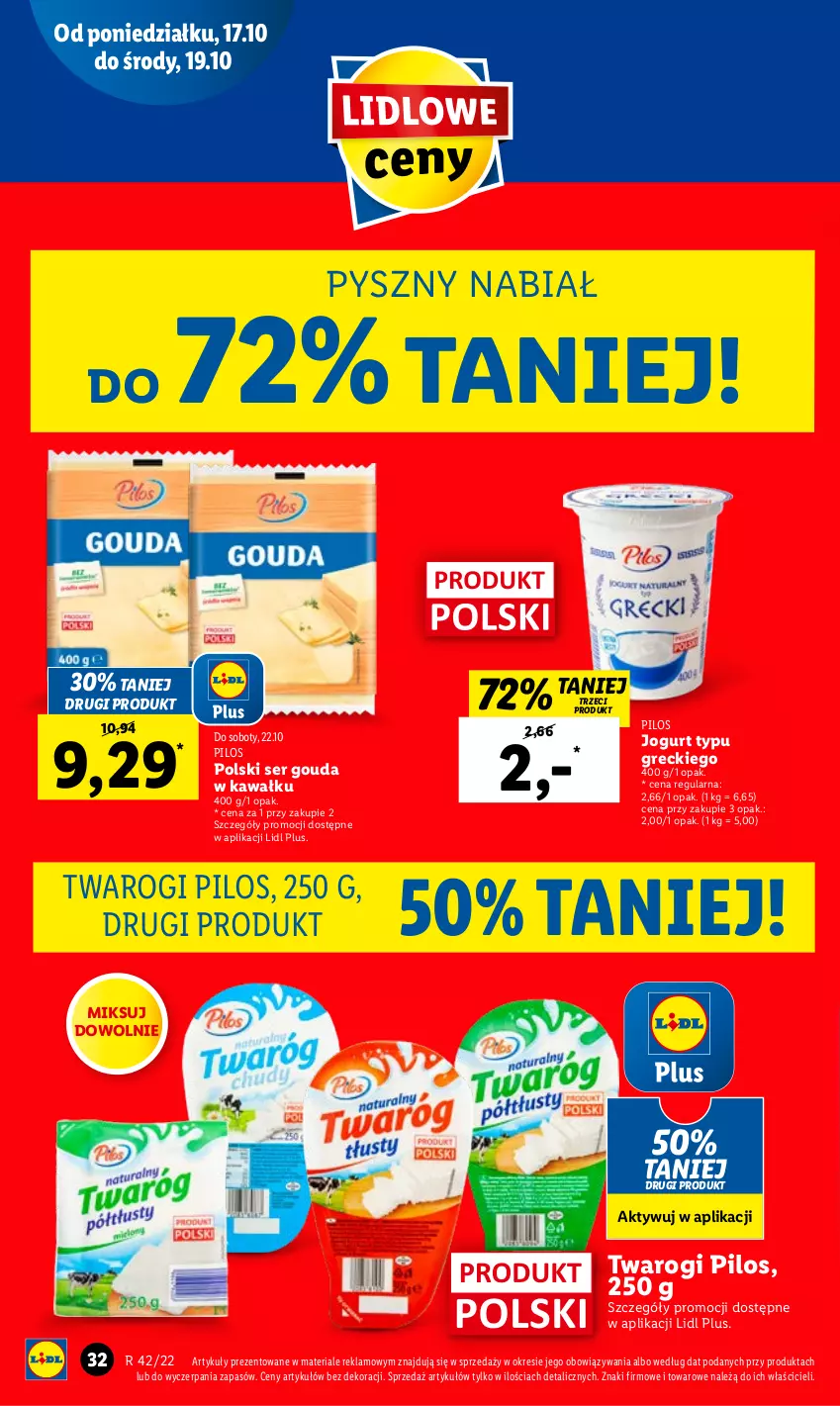 Gazetka promocyjna Lidl - GAZETKA - ważna 17.10 do 19.10.2022 - strona 34 - produkty: Gouda, Jogurt, Kawa, Pilos, Ser