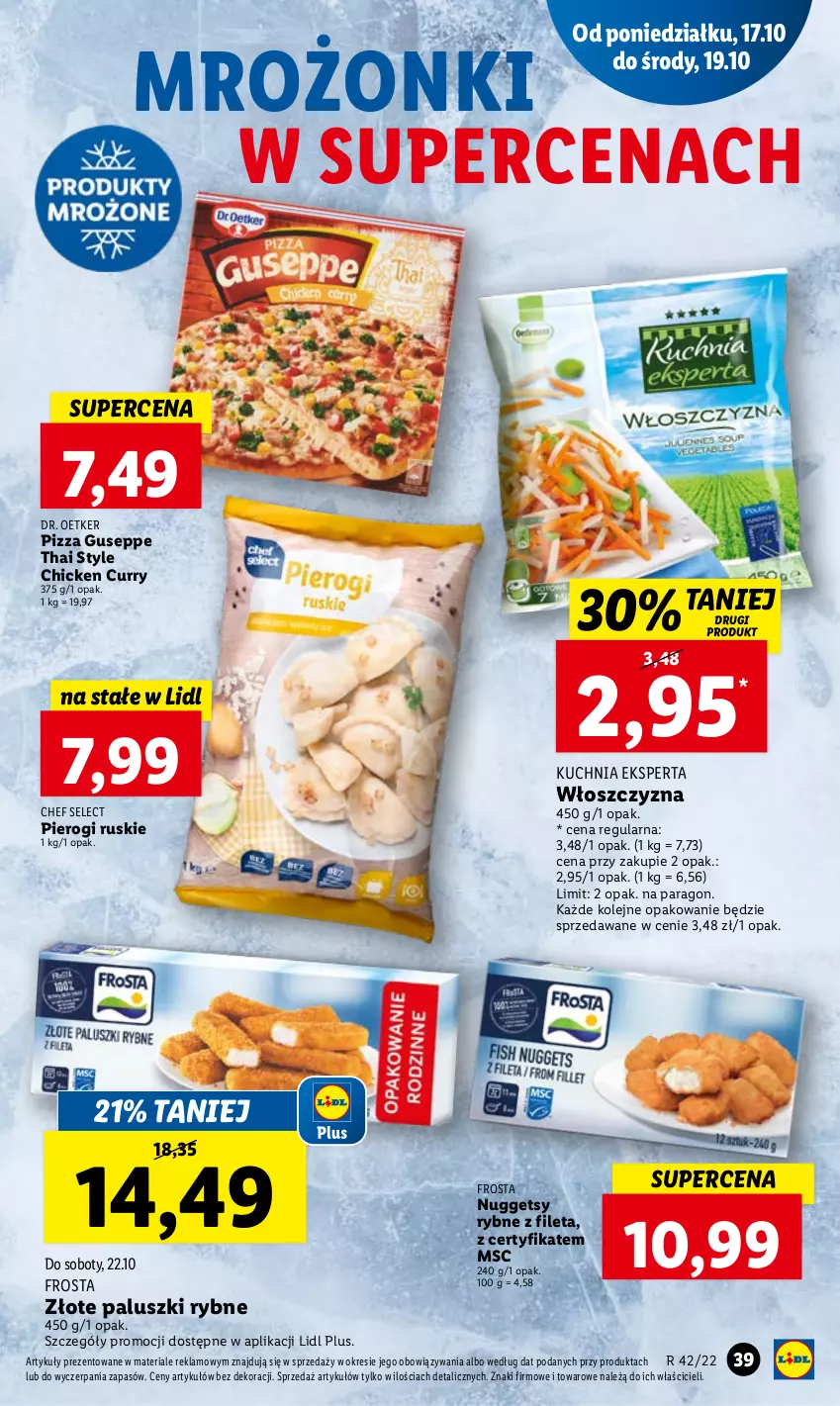 Gazetka promocyjna Lidl - GAZETKA - ważna 17.10 do 19.10.2022 - strona 41 - produkty: Dr. Oetker, Frosta, Kuchnia, Olej, Paluszki rybne, Pierogi, Pizza