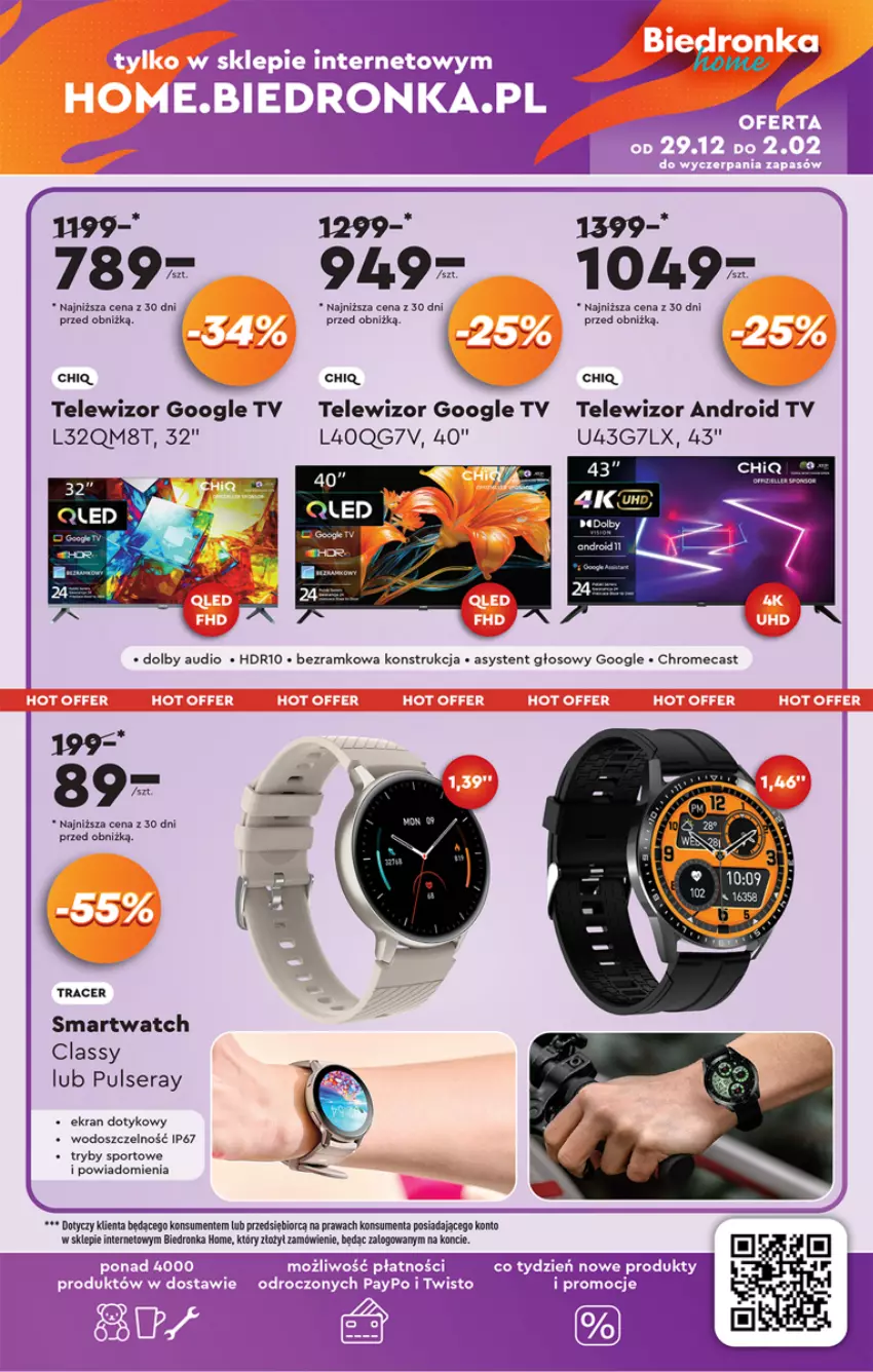 Gazetka promocyjna Biedronka - Okazje tygodnia - ważna 31.12.2024 do 11.01.2025 - strona 47 - produkty: Acer, Android TV, Por, Ser, Smartwatch, Sport, Telewizor