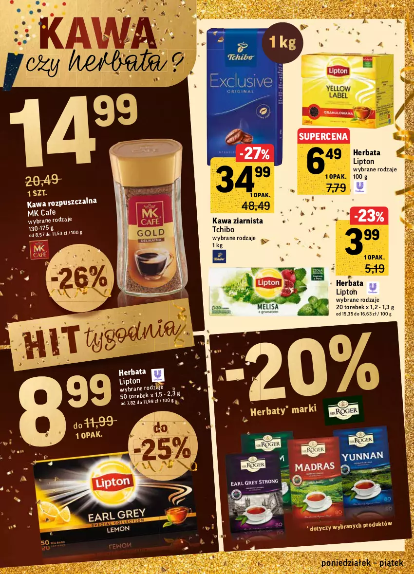 Gazetka promocyjna Intermarche - Gazetka promocyjna - ważna 27.12 do 31.12.2021 - strona 22 - produkty: Herbata, Kawa, Kawa ziarnista, Lipton, Tchibo