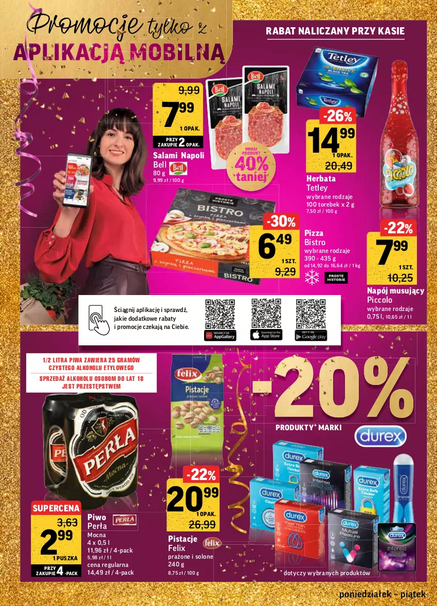 Gazetka promocyjna Intermarche - Gazetka promocyjna - ważna 27.12 do 31.12.2021 - strona 30 - produkty: Bell, Felix, Gra, Herbata, Mus, Napój, Napój musujący, Perła, Pistacje, Piwa, Piwo, Pizza, Salami, Tetley