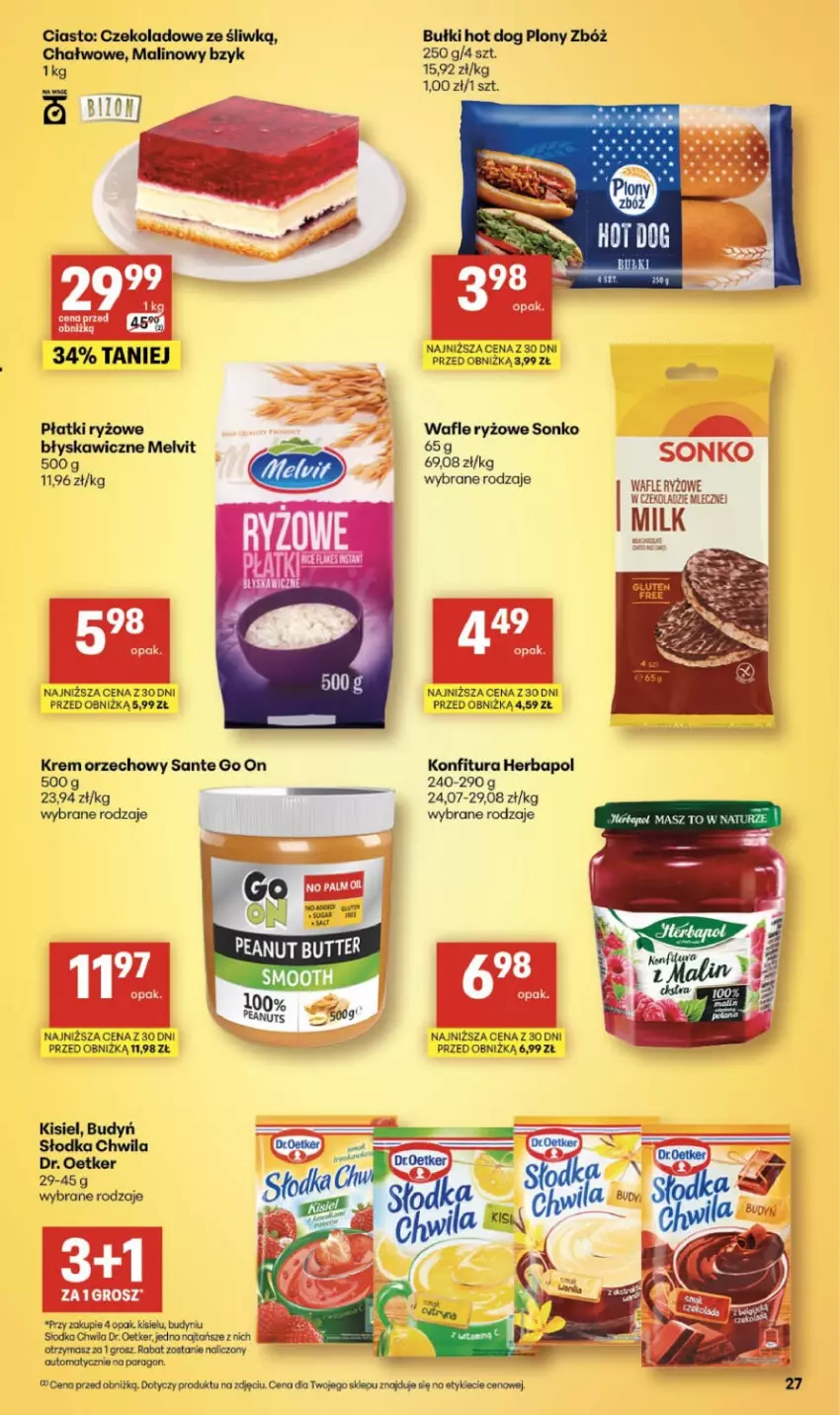 Gazetka promocyjna Delikatesy Centrum - Franczyza DC07 Czwartek - ważna 12.02 do 18.02.2026 - strona 27 - produkty: Budyń, Dr. Oetker, Herbapol, Hot dog, Kisiel, Konfitura, Krem orzechowy, Melvit, Płatki ryżowe, Ryż, Sante, Słodka Chwila, Sonko, Wafle