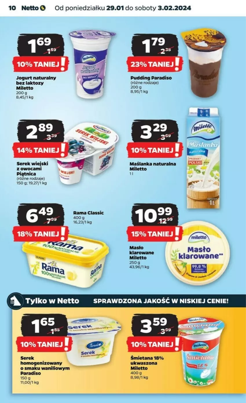 Gazetka promocyjna Netto - ważna 29.01 do 03.02.2024 - strona 2 - produkty: Jogurt, Jogurt naturalny, Maślanka, Masło, Piątnica, Pudding, Rama, Ser, Serek, Serek wiejski