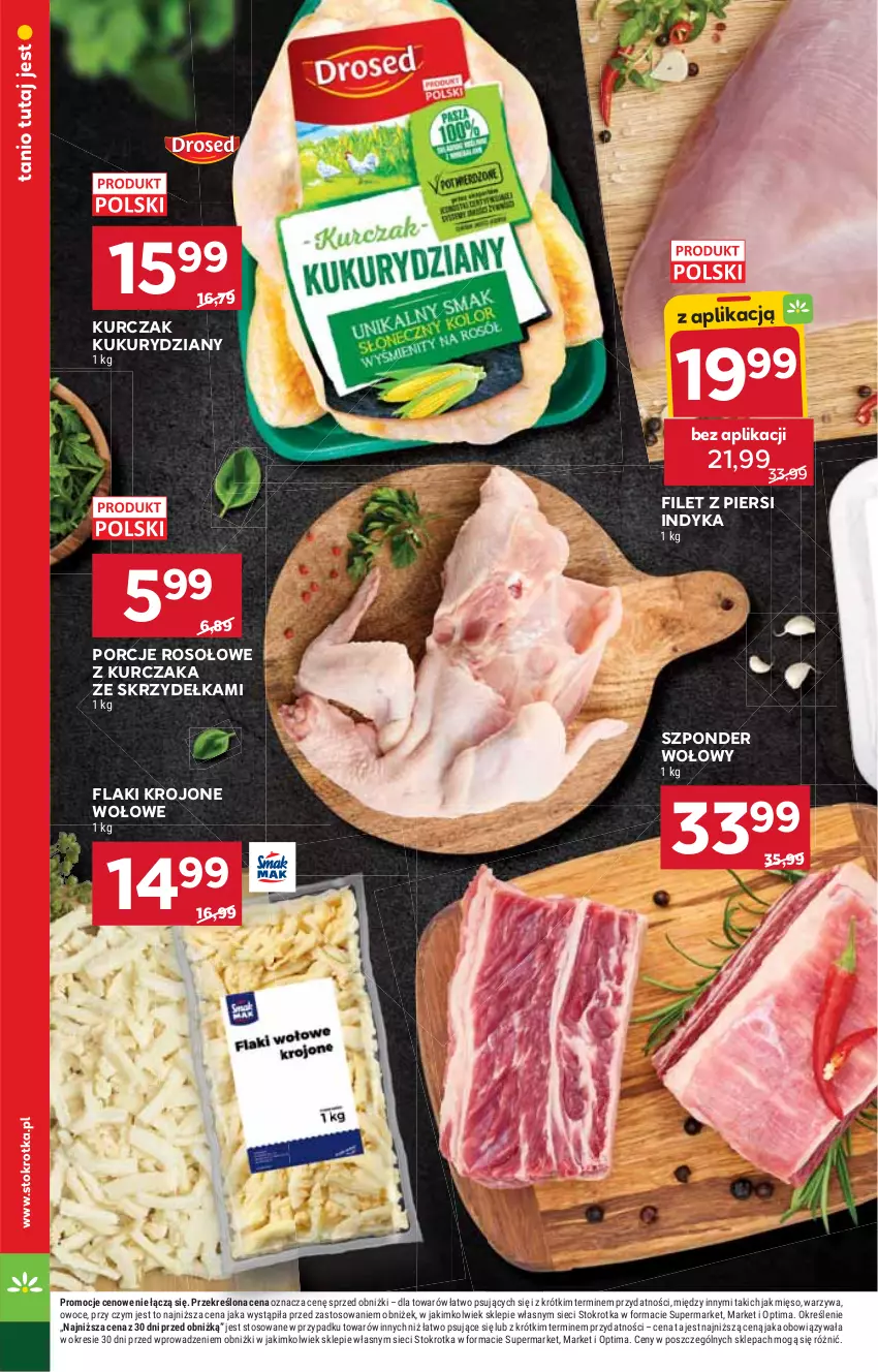Gazetka promocyjna Stokrotka - Supermarket - ważna 15.10 do 21.10.2026 - strona 16 - produkty: Filet z piersi indyka, Flaki, Kurczak, Mięso, Optima, Owoce, Por, Szponder wołowy, Warzywa