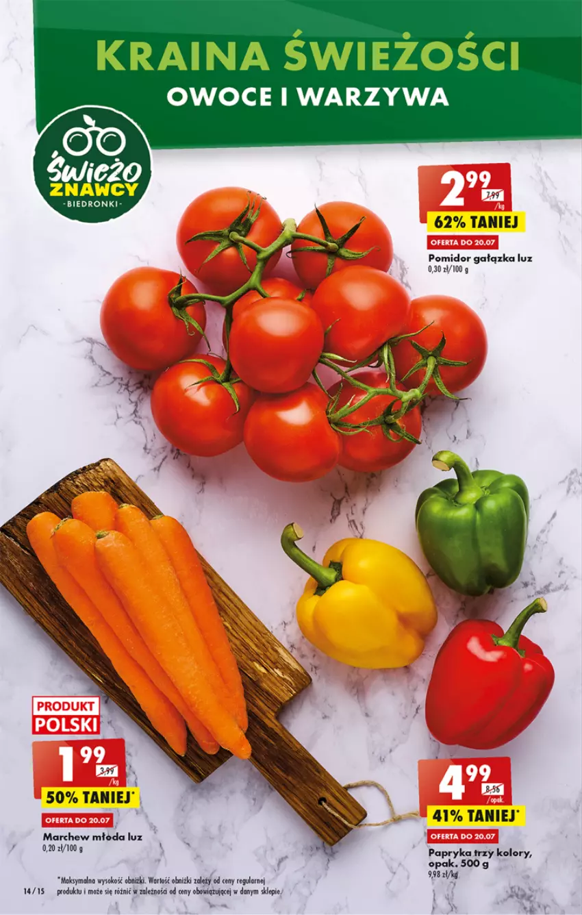 Gazetka promocyjna Biedronka - ważna 18.07 do 23.07.2022 - strona 14 - produkty: Owoce, Papryka, Sok, Warzywa