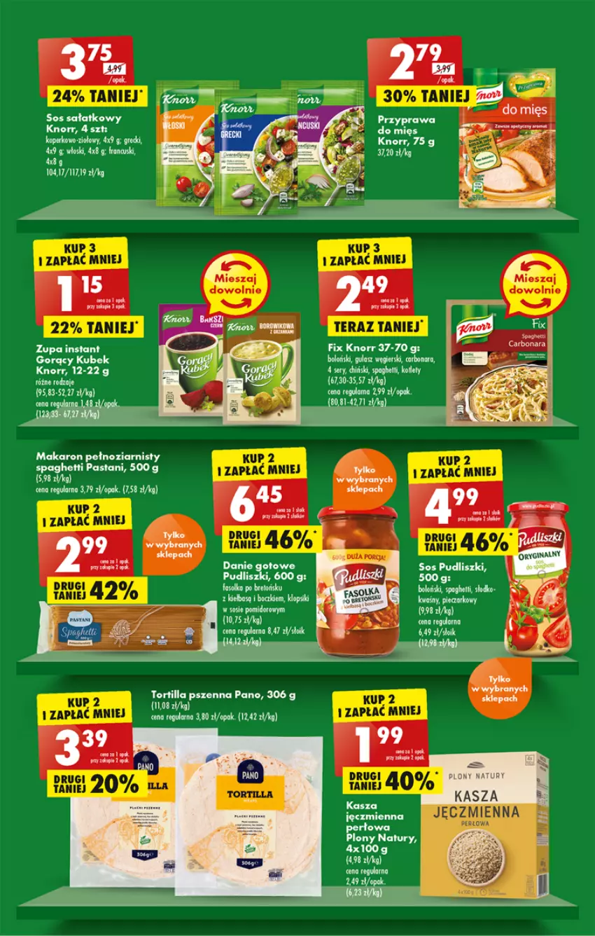 Gazetka promocyjna Biedronka - ważna 18.07 do 23.07.2022 - strona 27 - produkty: Fa, Knorr, Kotlet, Kubek, Makaron, Por, Pudliszki, Sałat, Ser, Sos, Spaghetti, Tortilla, Zupa