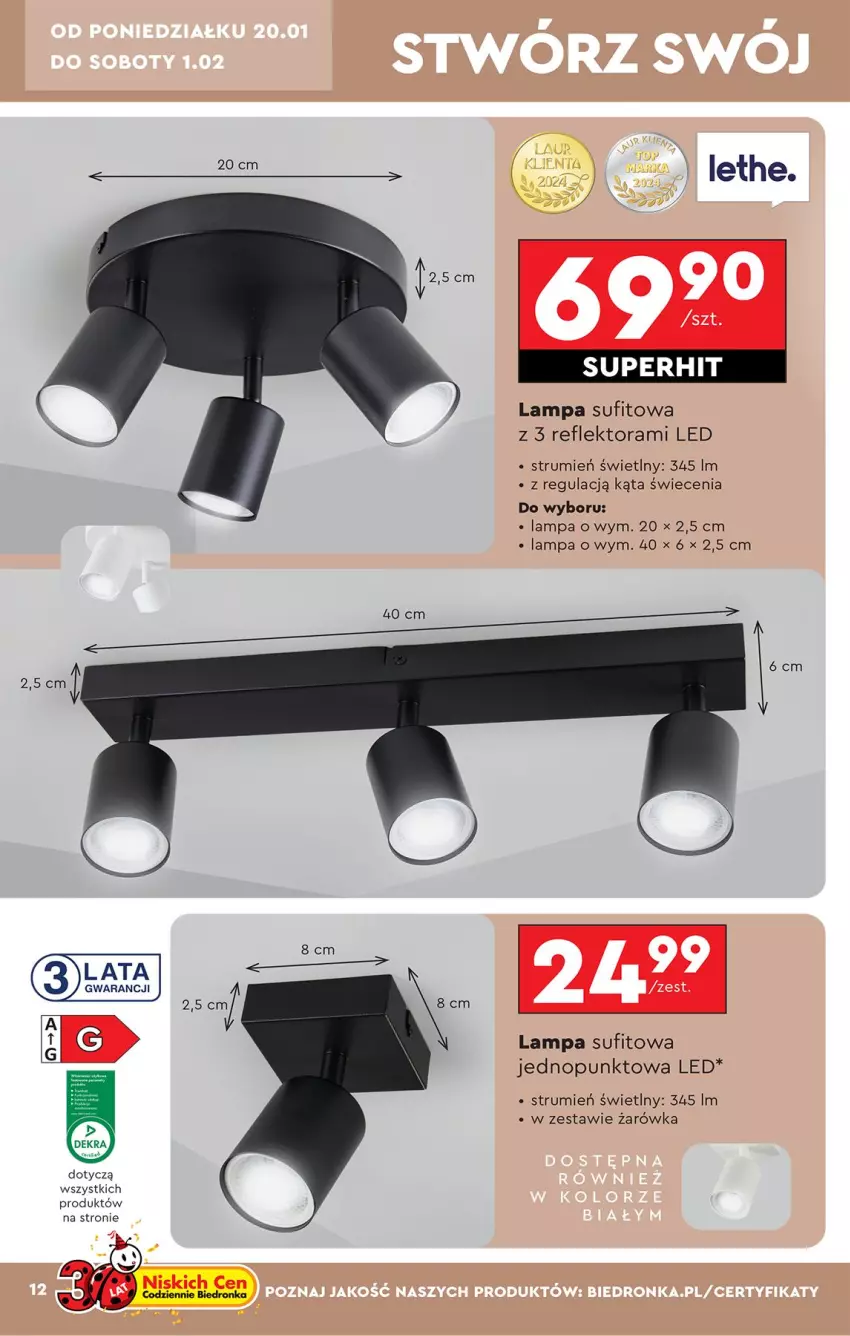 Gazetka promocyjna Biedronka - Okazje Tygodnia - ważna 20.01 do 01.02.2025 - strona 14 - produkty: Lampa, Lampa sufitowa, Reflektor, Rum