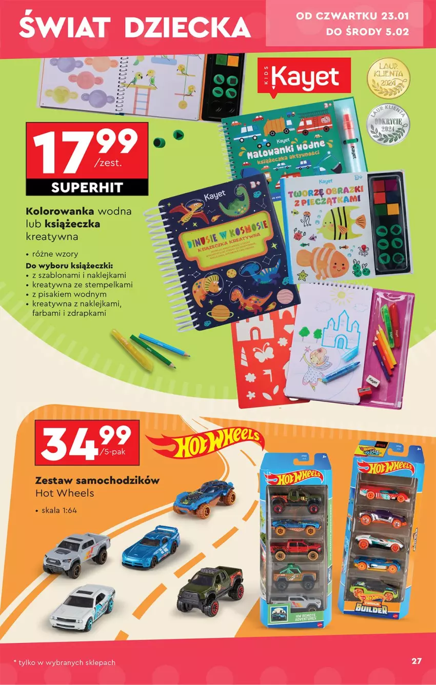 Gazetka promocyjna Biedronka - Okazje Tygodnia - ważna 20.01 do 01.02.2025 - strona 29 - produkty: Chodzik, Fa, Hot Wheels, Klej, Kolorowanka