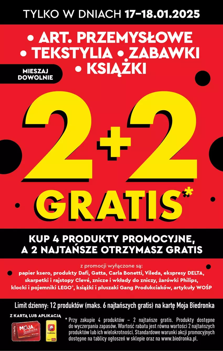 Gazetka promocyjna Biedronka - Okazje Tygodnia - ważna 20.01 do 01.02.2025 - strona 3 - produkty: Gatta, Gra, Karp, Klocki, LEGO, Papier, Philips, Pluszak, Pojemnik, Rajstopy, Ser, Skarpetki, Top, Vileda, Znicz