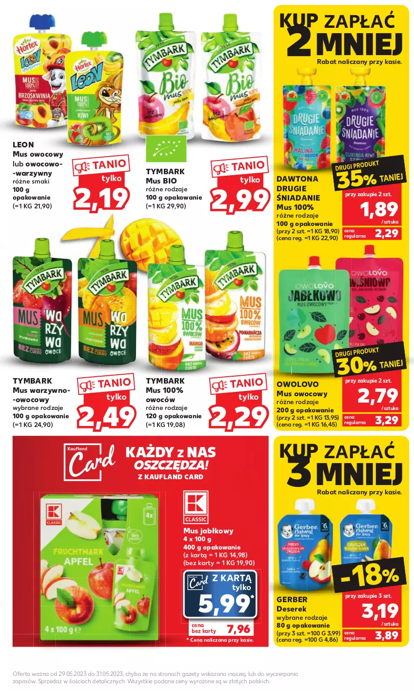 Gazetka promocyjna Kaufland - Mocny Start - ważna 29.05 do 31.05.2023 - strona 15 - produkty: Dawtona, Deser, Gerber, Leon, Mus, Ser, Serek, Tymbark