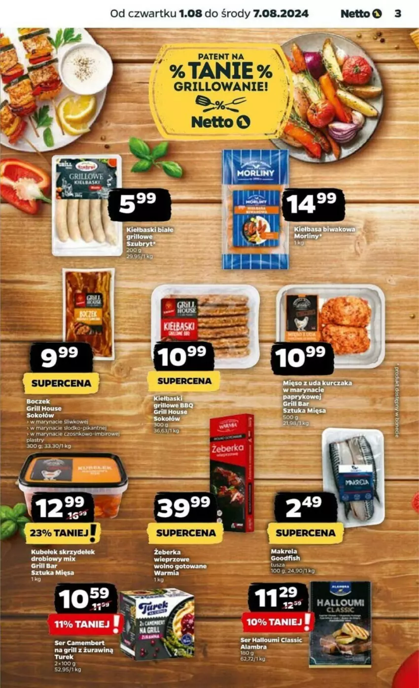 Gazetka promocyjna Netto - ważna 01.08 do 07.08.2024 - strona 12 - produkty: Fa, Grill, Kurczak, Mięso, Mięso z uda kurczaka, Ser, Sok, Sokołów