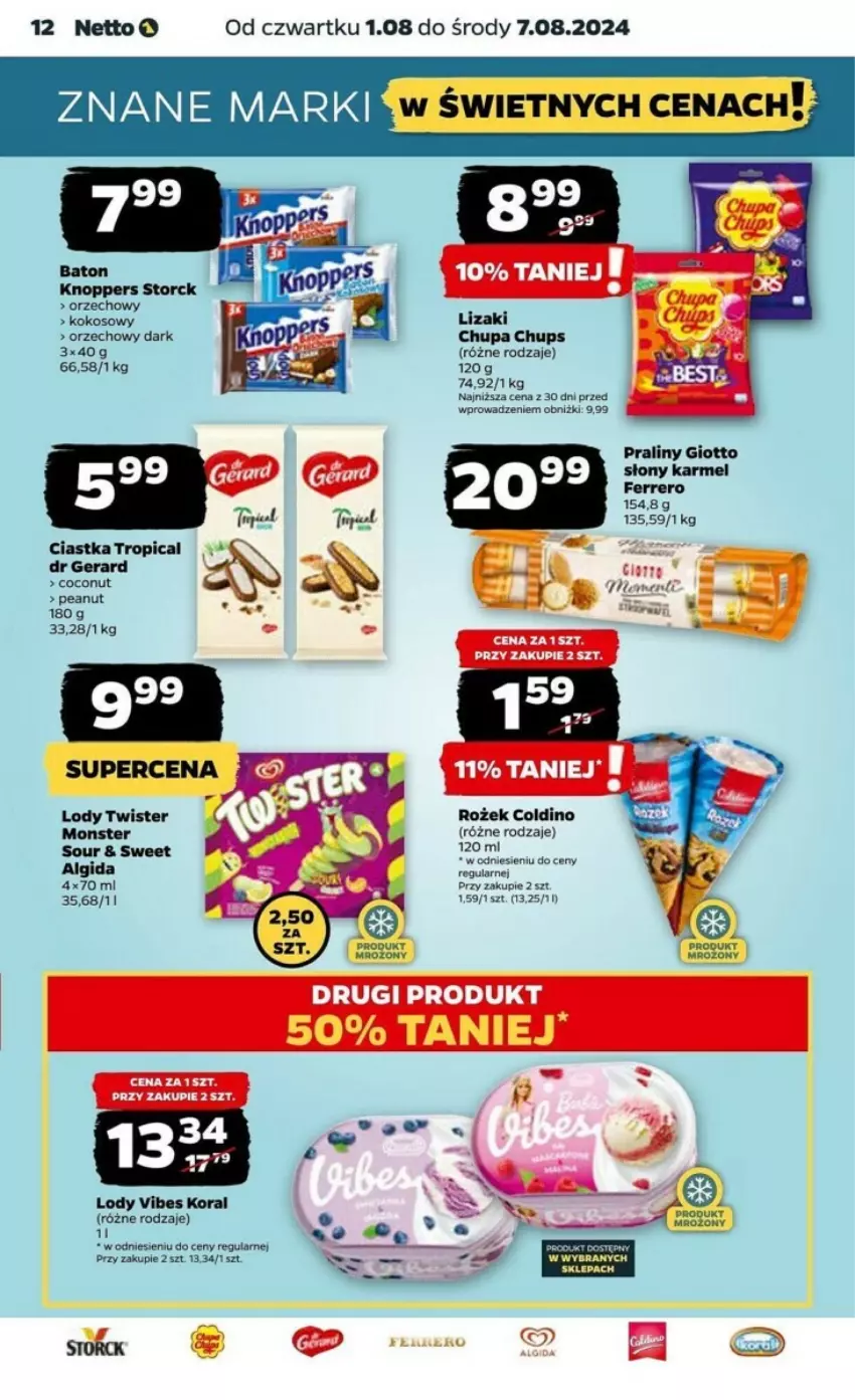 Gazetka promocyjna Netto - ważna 01.08 do 07.08.2024 - strona 4 - produkty: Algida, Chupa Chups, Ciastka, Dr Gerard, Ferrero, Kokos, LG, Lody, Praliny, Tropical