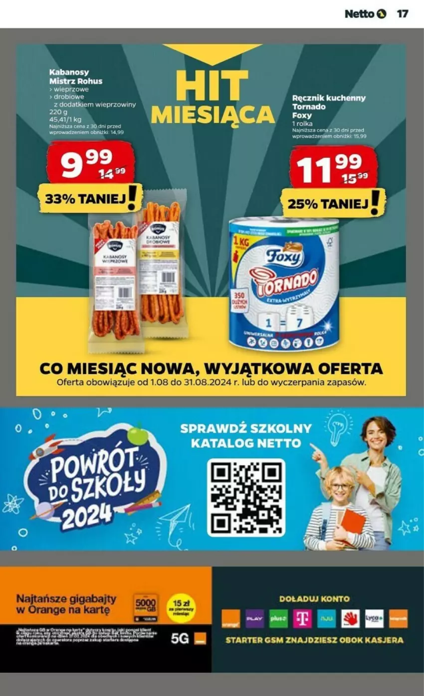 Gazetka promocyjna Netto - ważna 01.08 do 07.08.2024 - strona 9 - produkty: Kabanos, Ręcznik, Ręcznik kuchenny