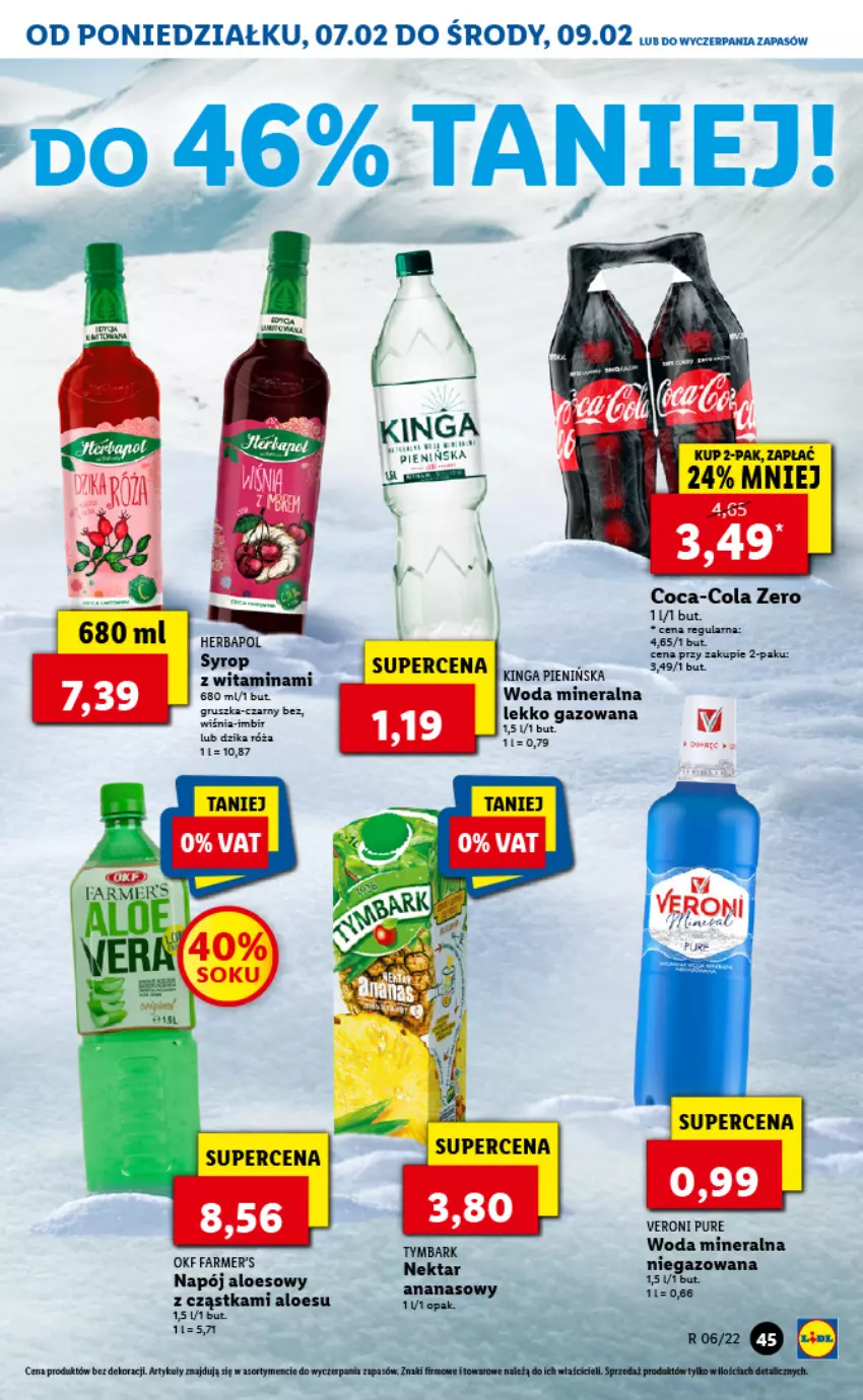 Gazetka promocyjna Lidl - GAZETKA - ważna 07.02 do 09.02.2022 - strona 45 - produkty: Ananas, Coca-Cola, Fa, Herbapol, Napój, Nektar, Pur, Syrop, Woda, Woda mineralna