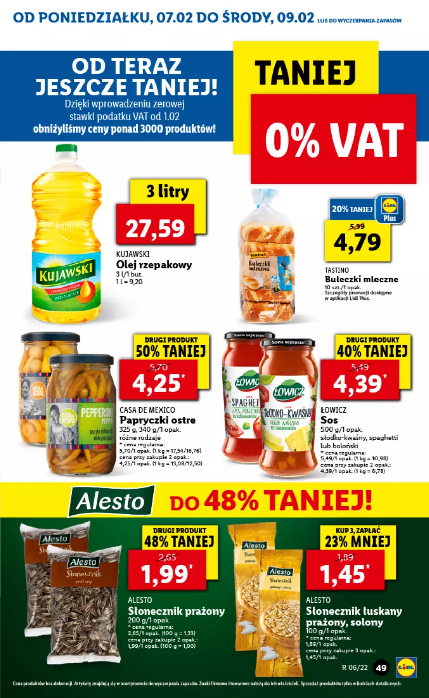 Gazetka promocyjna Lidl - GAZETKA - ważna 07.02 do 09.02.2022 - strona 49 - produkty: Bułeczki, Bułeczki mleczne, Kujawski, Ryż, Słonecznik prażony, Sos, Spaghetti, Tera