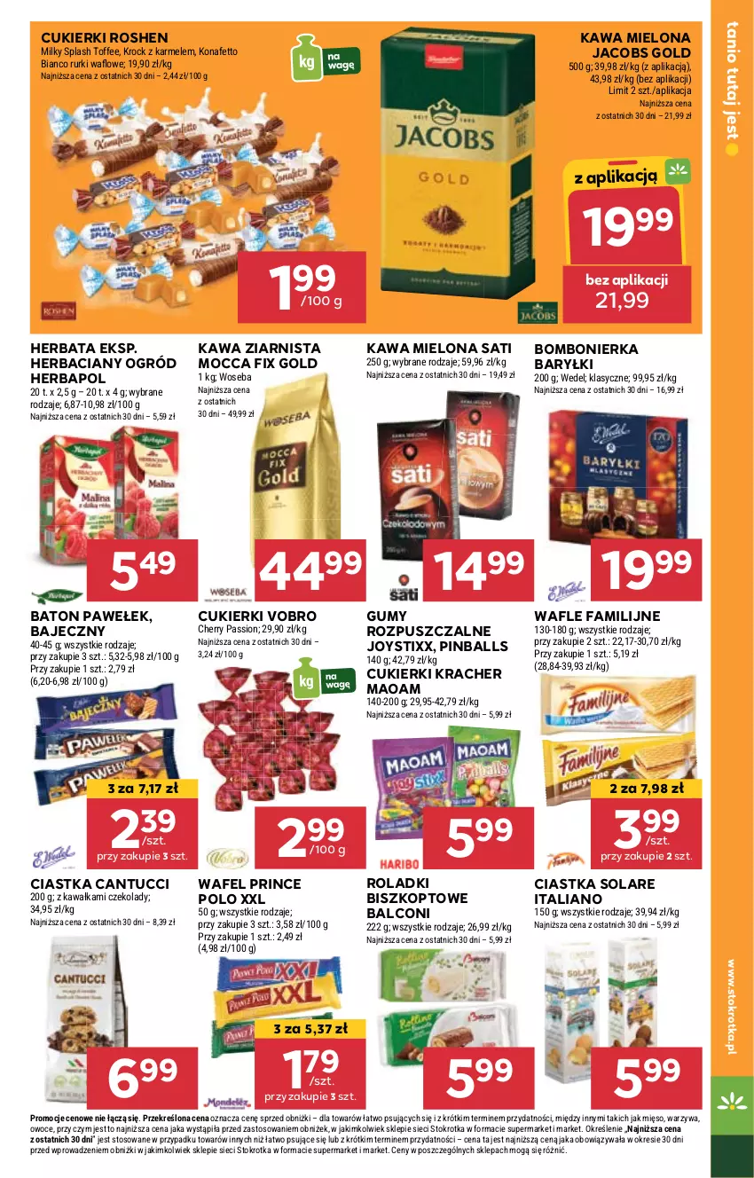 Gazetka promocyjna Stokrotka - Supermarket - ważna 12.09 do 18.09.2024 - strona 15 - produkty: Alcon, Baryłki, Baton, Ciastka, Cukier, Cukierki, Fa, Herbapol, Herbata, Jacobs, Kawa, Kawa mielona, Kawa ziarnista, Mięso, Mocca Fix Gold, NBA, Ogród, Owoce, Prince Polo, Rurki, Sati, Wafle, Warzywa, Woseba