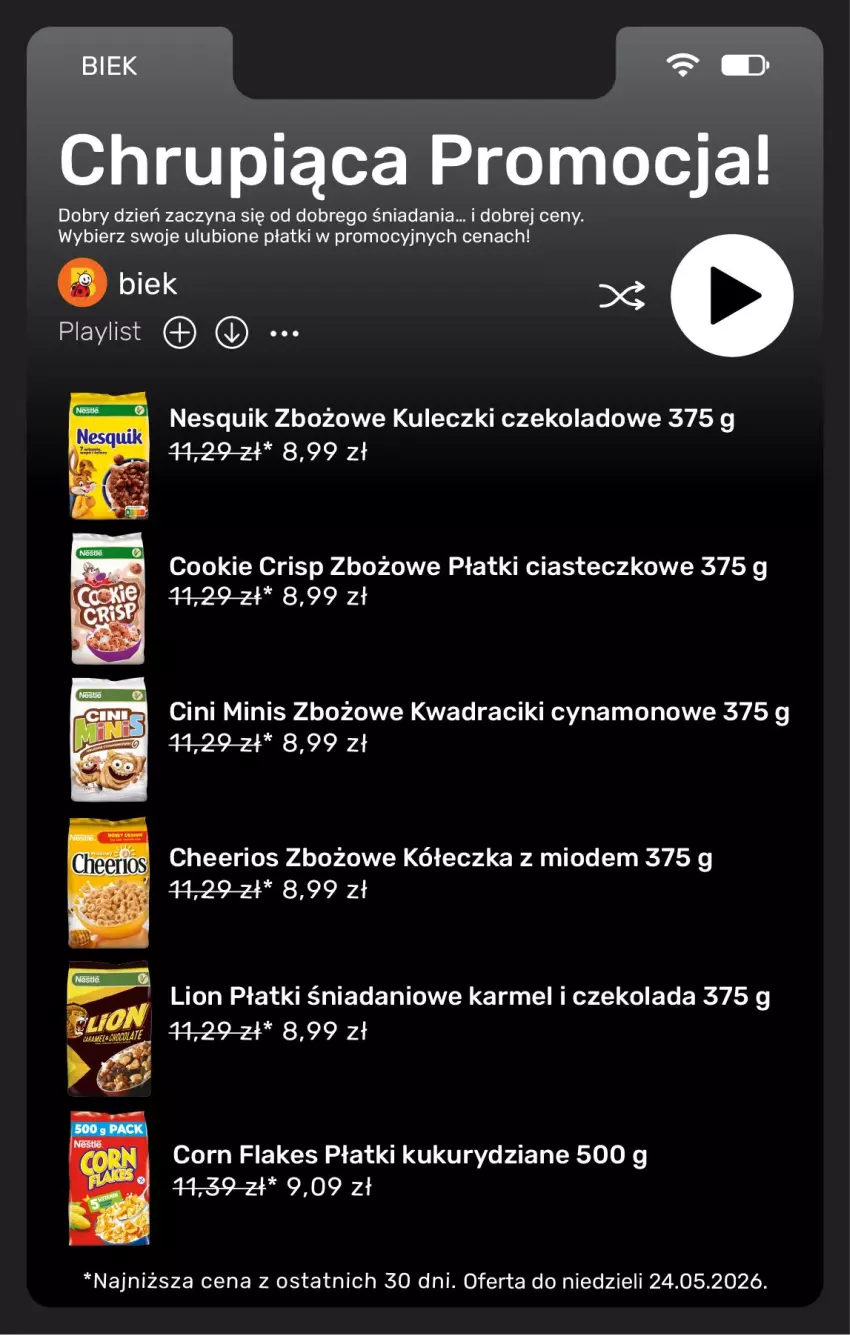 Gazetka promocyjna Biedronka - Gazetka - ważna 22.05 do 29.05.2026 - strona 12 - produkty: Cheerios, Cini Minis, Corn flakes, Czekolada, Danio, Lion, Nesquik