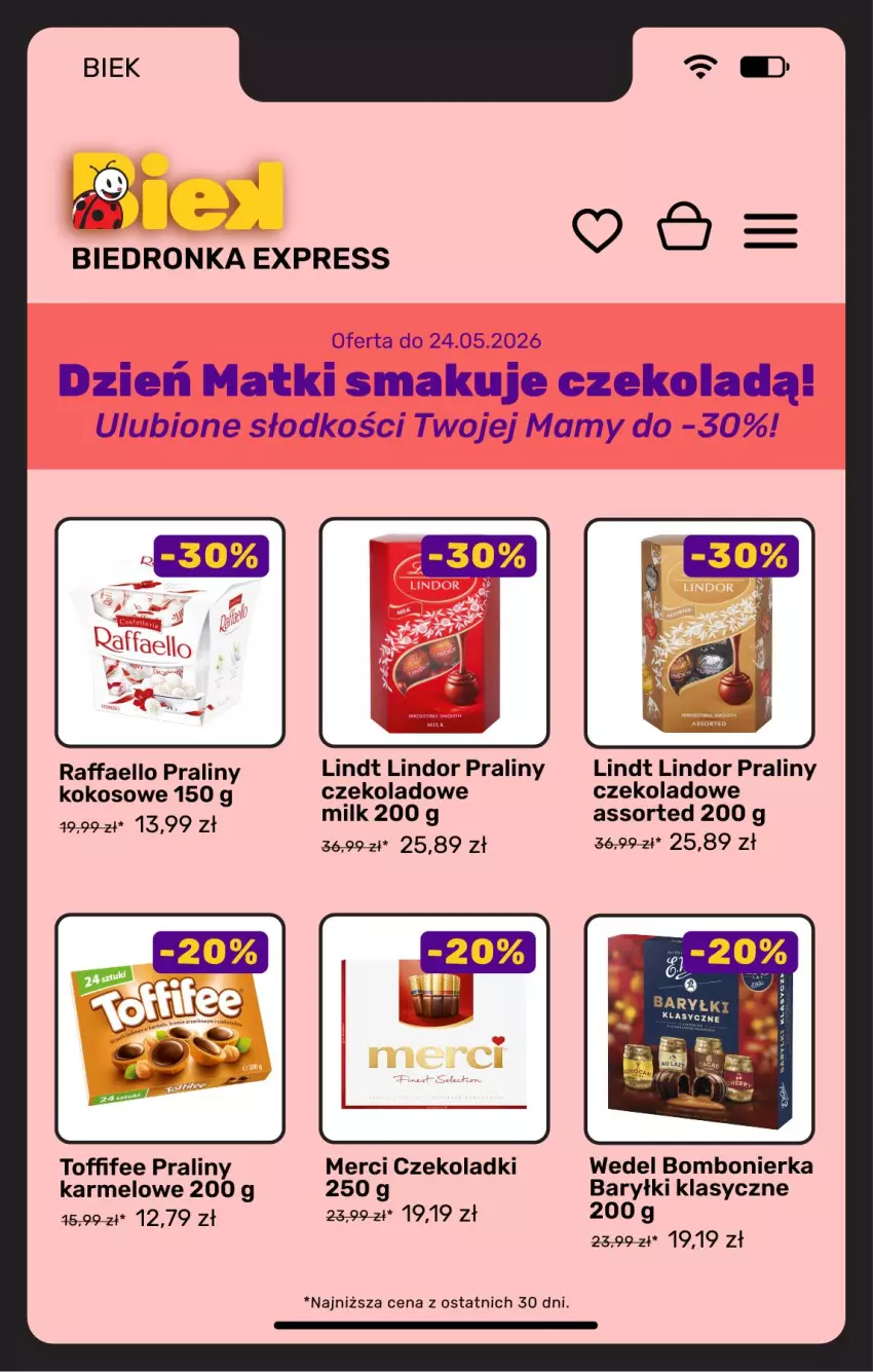 Gazetka promocyjna Biedronka - Gazetka - ważna 22.05 do 29.05.2026 - strona 8 - produkty: Baryłki, Fa, Kokos, Lindor, Lindt, Merci, Praliny, Raffaello