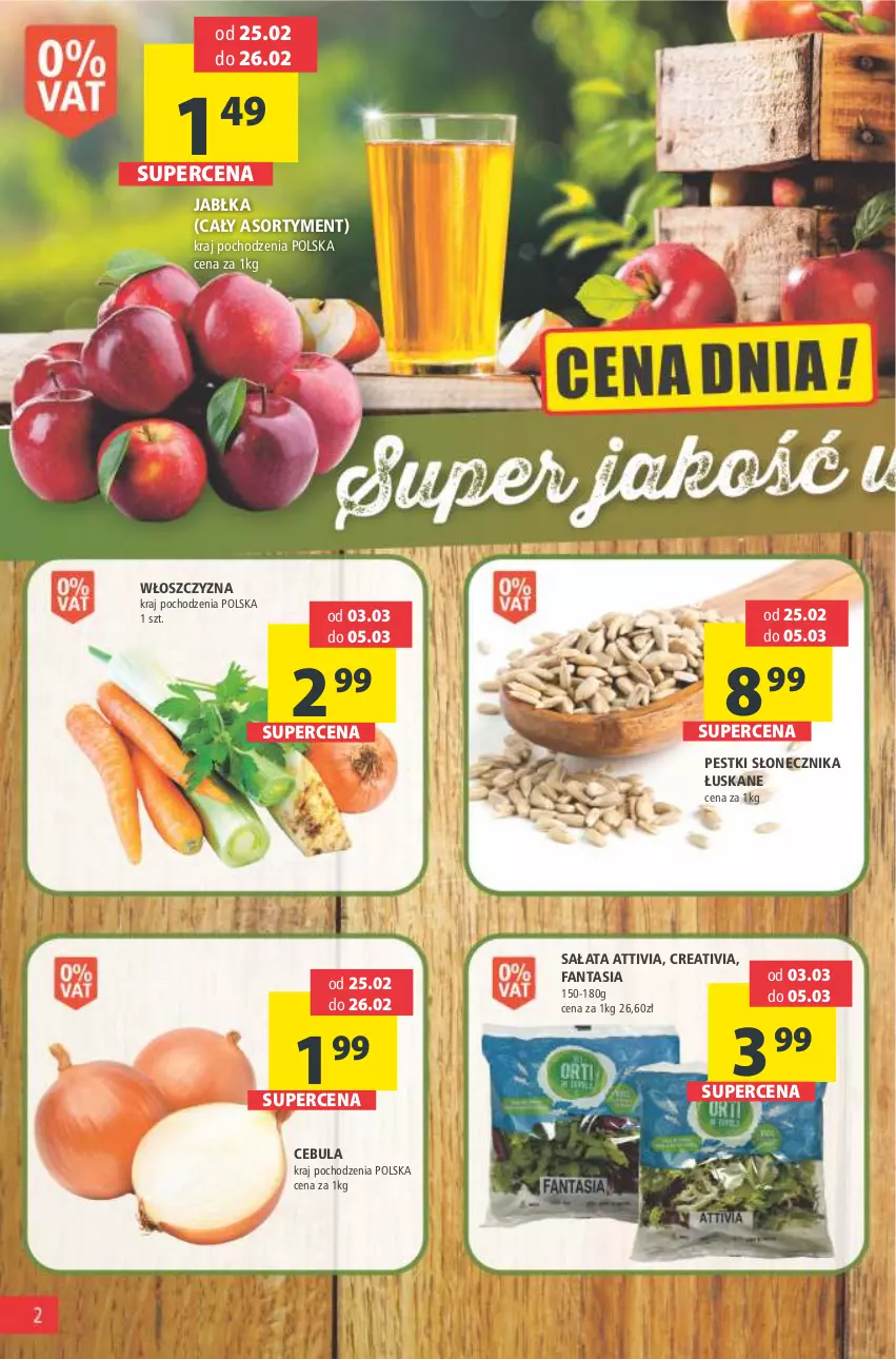 Gazetka promocyjna Arhelan - Gazetka - ważna 25.02 do 05.03.2022 - strona 2 - produkty: Cebula, Fa, Fanta, Jabłka, Sałat