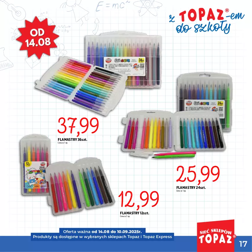 Gazetka promocyjna Topaz - Gazetka - ważna 17.07 do 10.09.2025 - strona 17 - produkty: Flamastry, Top