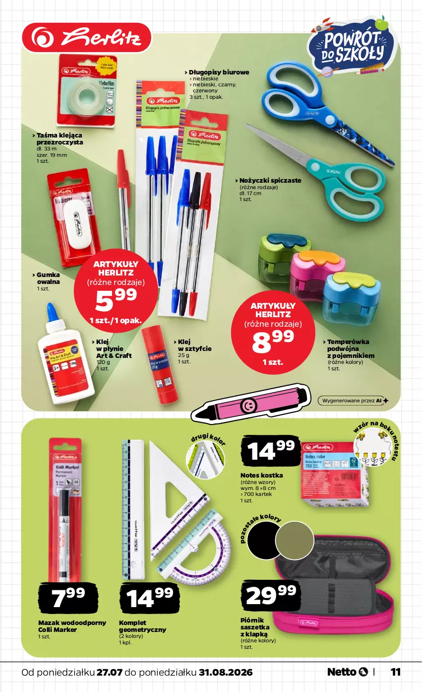 Gazetka promocyjna Netto - Katalog BTS_2026 - ważna 27.07 do 31.08.2026 - strona 11 - produkty: Biuro, Długopis, Klej, Marker, Piórnik, Pojemnik, Por
