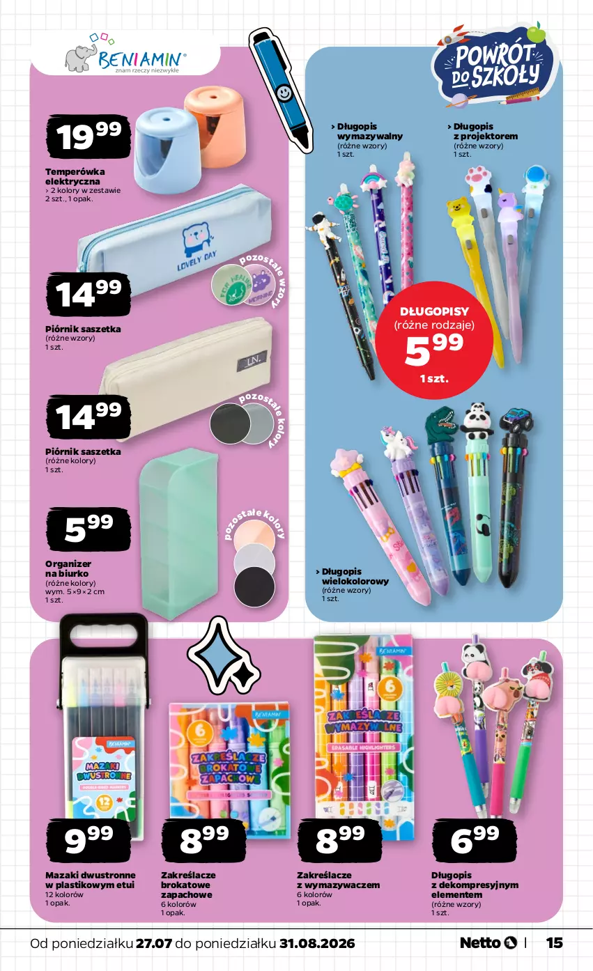 Gazetka promocyjna Netto - Katalog BTS_2026 - ważna 27.07 do 31.08.2026 - strona 15 - produkty: Biurko, Długopis, Organizer, Piórnik