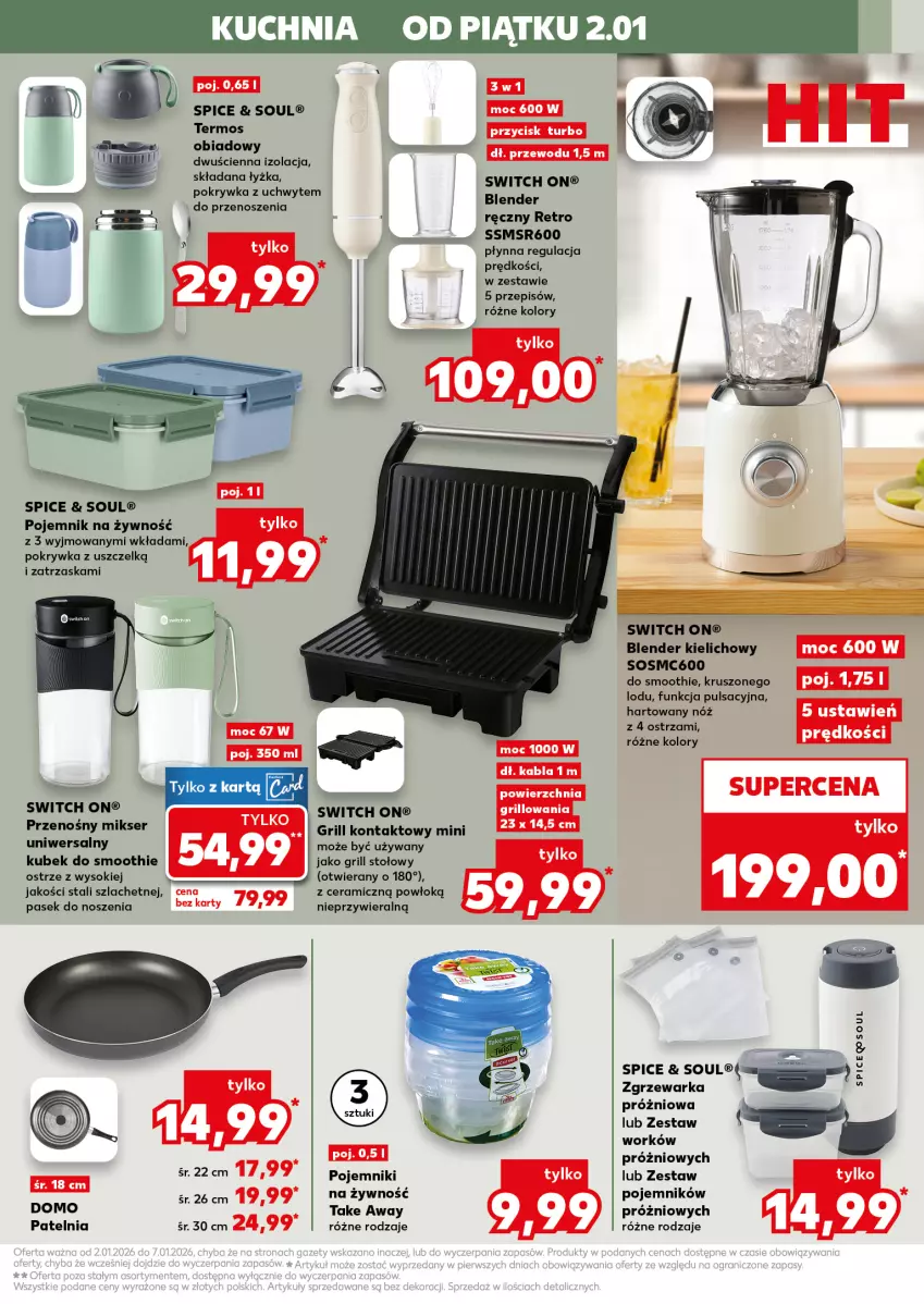 Gazetka promocyjna Kaufland - Kaufland - ważna 02.01 do 07.01.2026 - strona 15 - produkty: Blender, Grill, Grill kontaktowy, Kubek, Kuchnia, Mikser, Pasek, Patelnia, Pojemnik, Ser, Smoothie, Sok, Sos, Termos, Warka