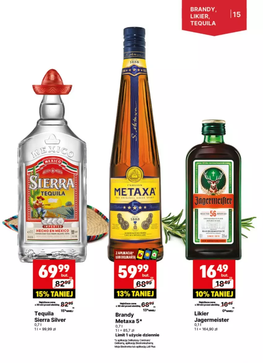 Gazetka promocyjna Delikatesy Centrum - DeliBarek DC45-DC46 - ważna 04.11 do 17.11.2024 - strona 15 - produkty: Brandy, Jagermeister, Likier, Lion, Metaxa, Orka, Rum, Tequila