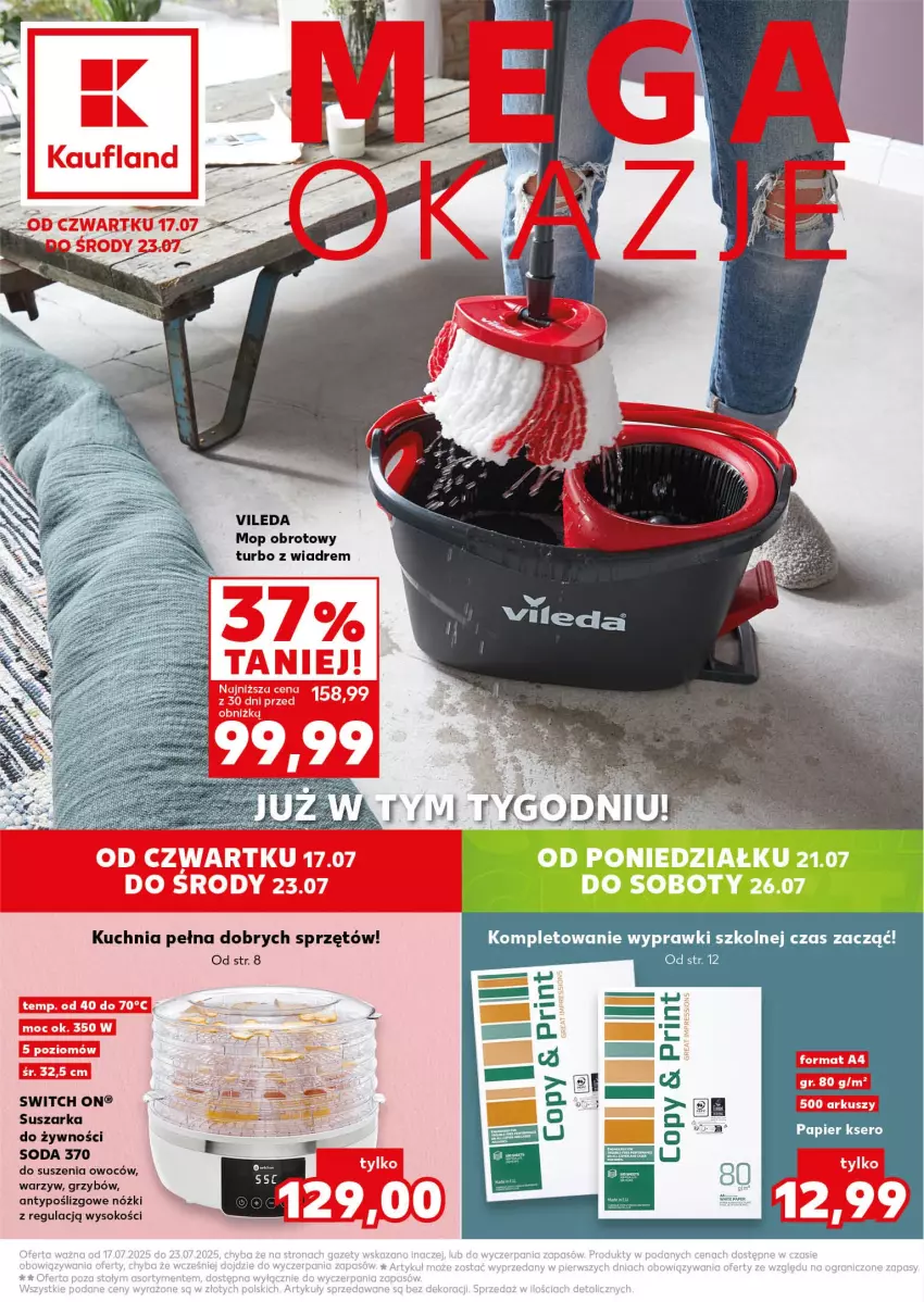 Gazetka promocyjna Kaufland - Kaufland - ważna 17.07 do 23.07.2025 - strona 1 - produkty: Kuchnia, Mop, Papier, Ser, Sok, Suszarka, Vileda